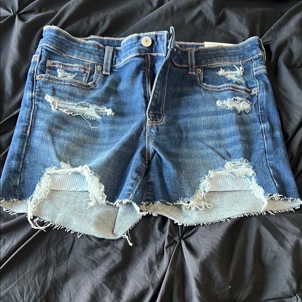 American Eagle Outfitters Blue Distressed Denim Cut-Offs